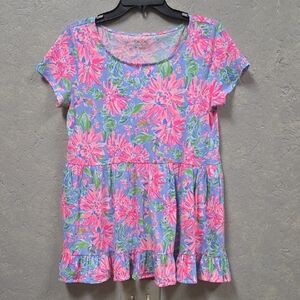 Lilly Pulitzer Pink and Blue Floral Blouse